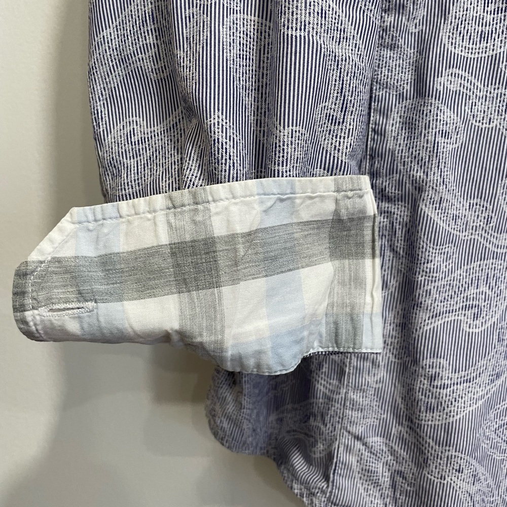 INC International Concepts paisley purple shirt with cuff accents